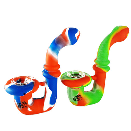 Piranha Silicone 5" Sherlock Hand Pipes with Glass Bowls in Assorted Colors