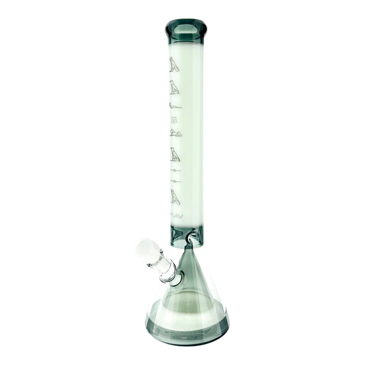 MAV Glass 18" Hieroglyph Beaker Bong with Ice Pinch & Slit Perc, Front View
