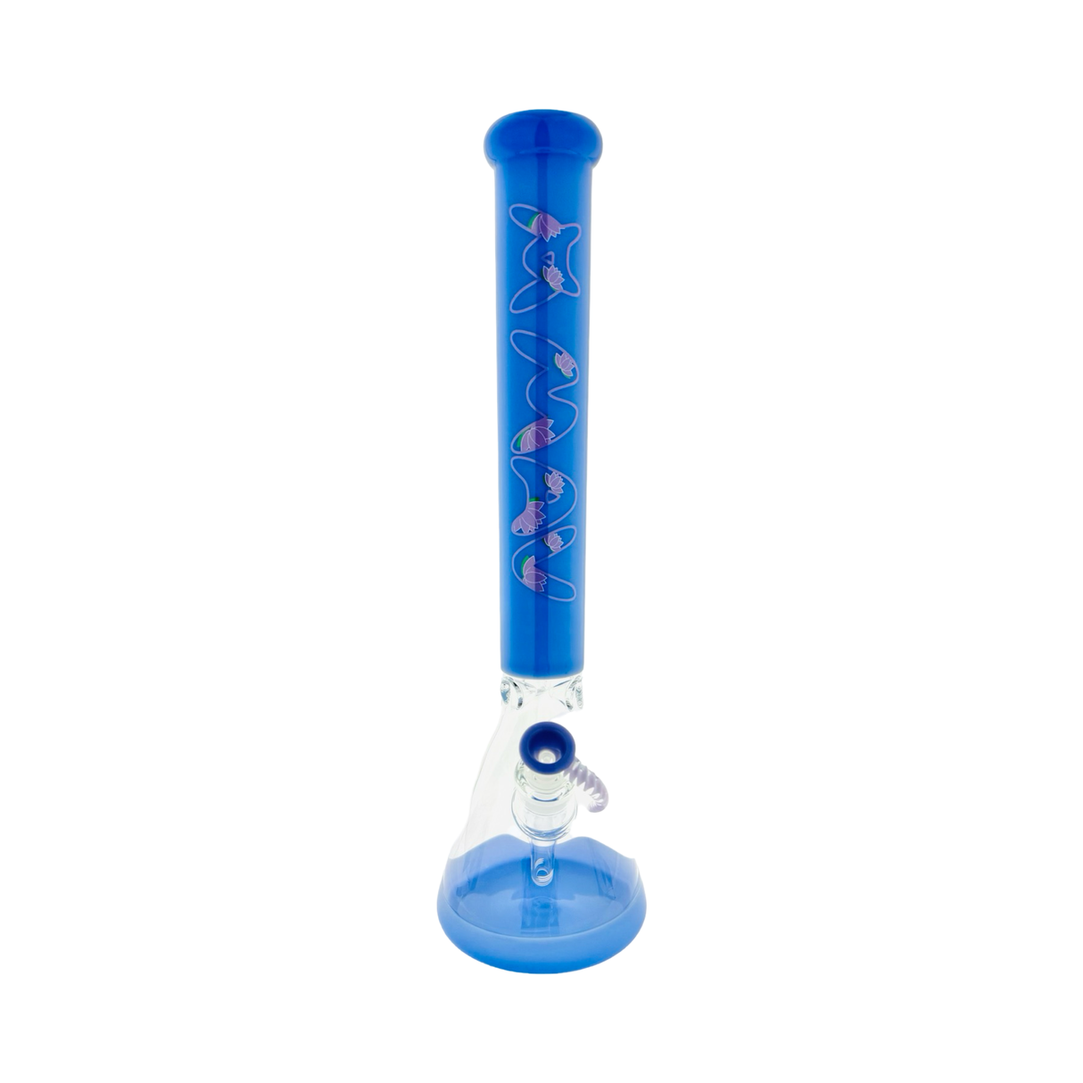 18" 5mm Lotus Print Beaker Bong - Lavender