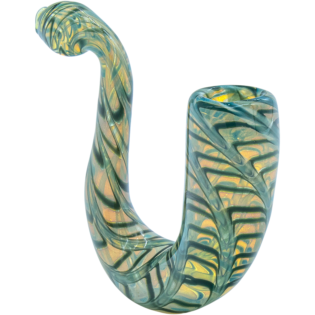 LA Pipes Pocket Sherlock Pipe in Aqua with Color Changing Fumed Glass, Front View