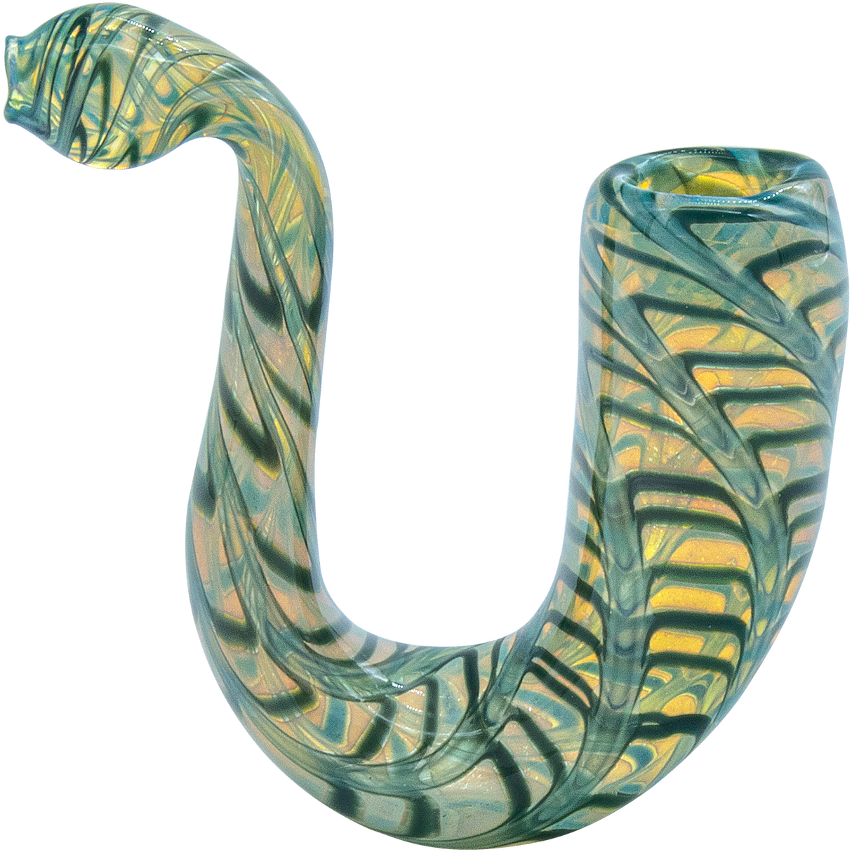 LA Pipes Pocket Sherlock Pipe in Aqua, Small Size, Fumed Color Changing Glass, Side View