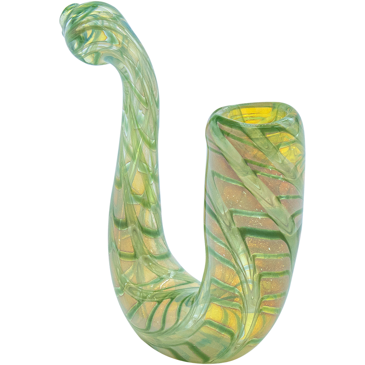 LA Pipes Pocket Sherlock Pipe in Green, Fumed Color Changing Glass, 3.75" Tall - Front View