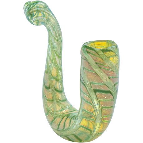 LA Pipes Pocket Sherlock Pipe in Green, Fumed Color Changing Glass, 3.75" Tall - Front View