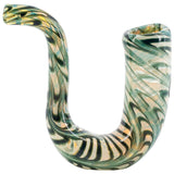 LA Pipes Pocket Sherlock Pipe in Fumed Color Changing Teal, Borosilicate Glass, Side View