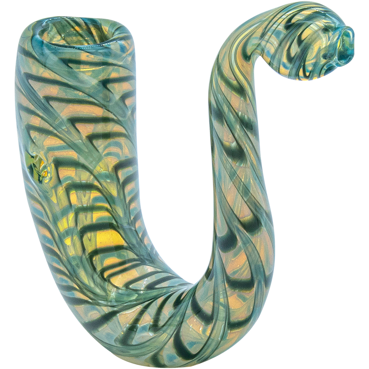 LA Pipes Pocket Sherlock Pipe in Teal with Fumed Color Changing Design, Front View