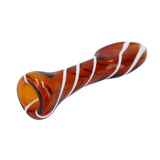 Compact Amber Striped Glass Chillum Pipe by Valiant Distribution, Portable 3.25" Size