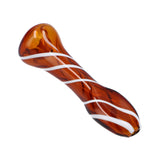 Amber Striped Borosilicate Glass Chillum Pipe by Valiant, Pocket-Sized, 3.25" for Dry Herbs, Side View