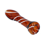 Amber Striped Glass Chillum Pipe, Pocket-Sized, 3.25" Borosilicate, Side View