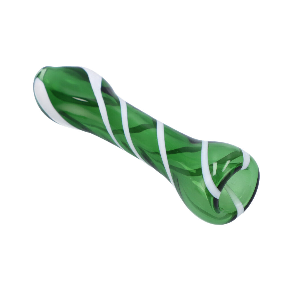 Compact Striped Glass Chillum Hand Pipe by Valiant Distribution