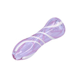 Compact 3.25" Striped Purple Glass Chillum Pipe by Valiant Distribution, Portable One-Hitter