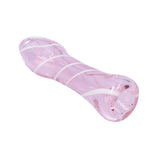 Compact 3.25" Valiant Distribution Striped Glass Chillum Pipe in Pink, Portable One-Hitter