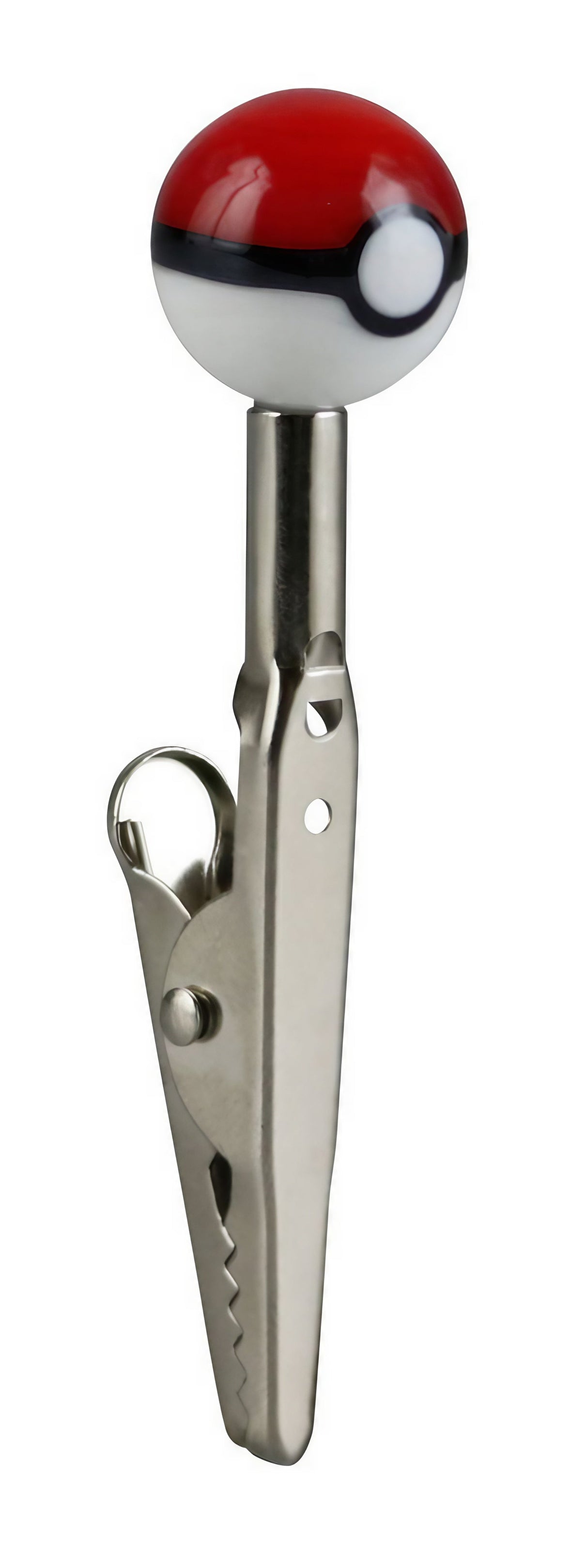 3" Pokey Orb Memo Clip front view, compact rolling accessory with red and white design