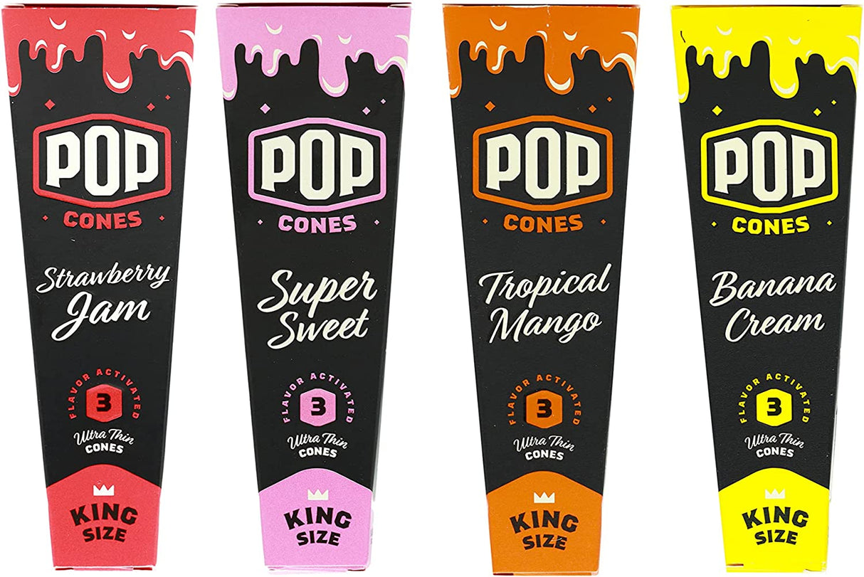 Pop Cones King Size 3pk Pre-Rolled Cones with Flavor Tip - Flavor Bundle