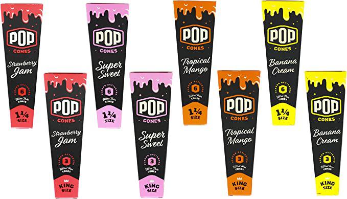 Pop Cones King and 1 ¼ Size 3pk Pre-Rolled Cones with Flavor Tip - Flavor Bundle