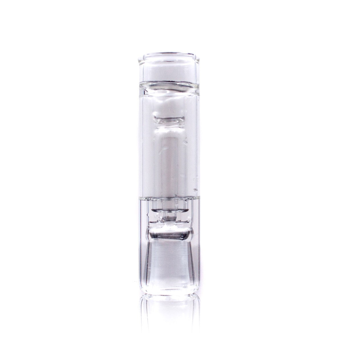 DynaVap/Davinci IQ Compact Glass Water Bubbler, clear borosilicate, front view on white background