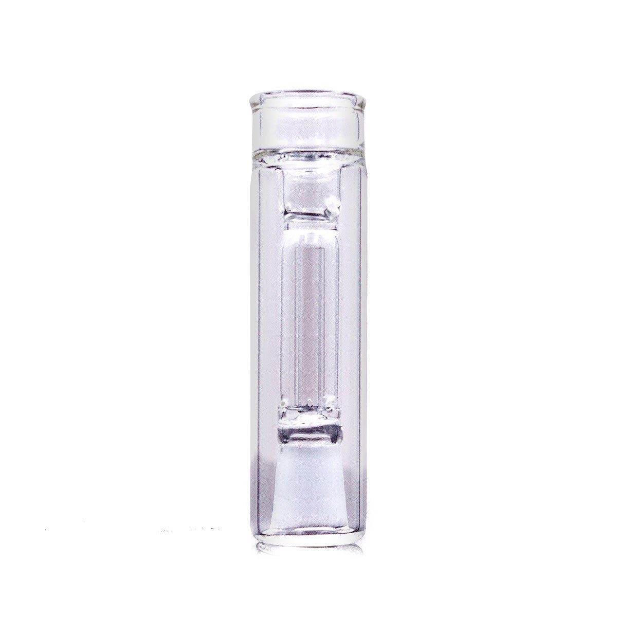 The Stash Shack Portable Glass Water Bubbler, front view on white background, compatible with DynaVap and Davinci IQ