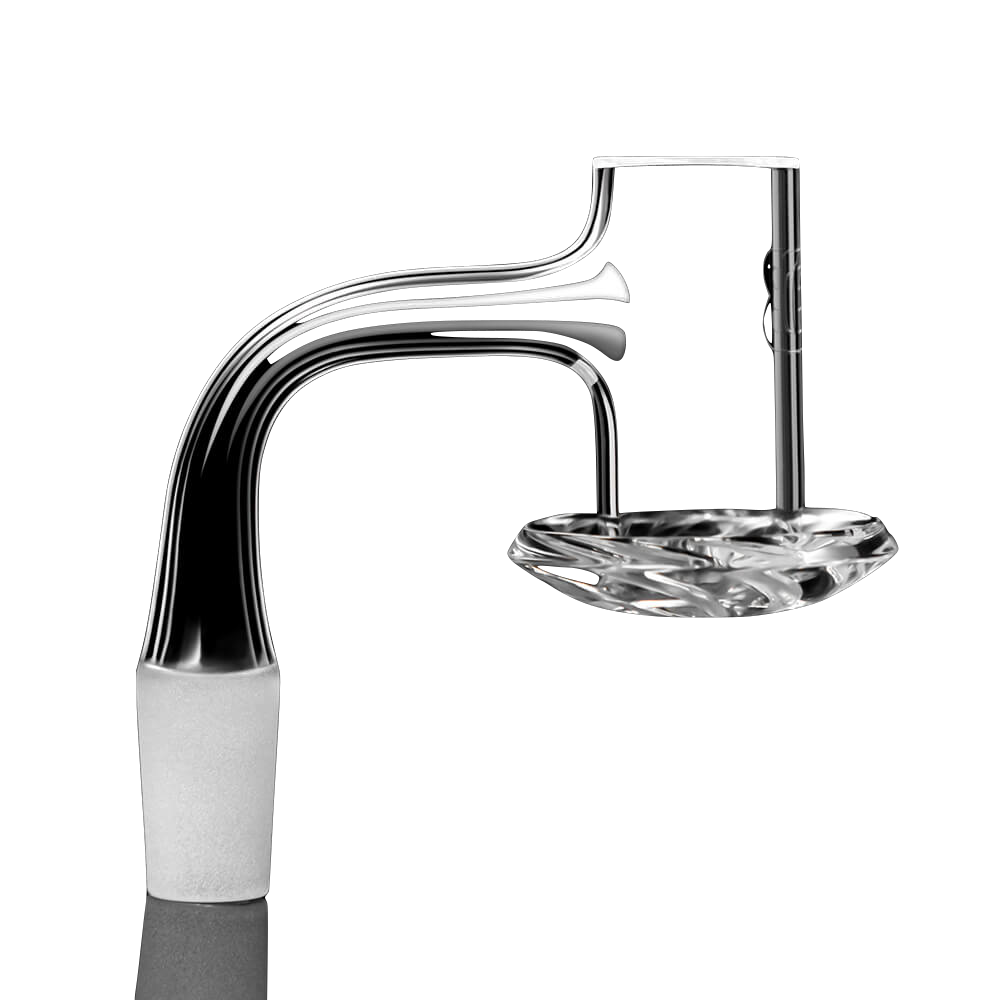 DANK BANGER Quartz Centrifuge Banger, 14mm 90°, Beveled Edge, Lab-Tested, Side View