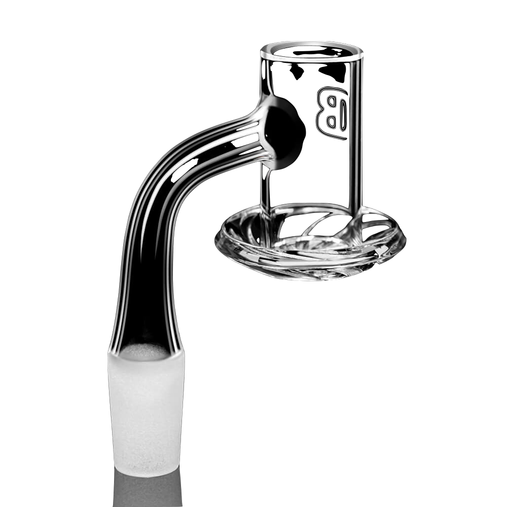 DANK BANGER Quartz Centrifuge Banger with Beveled Edge, 14mm 90° Angle, Isolated on White
