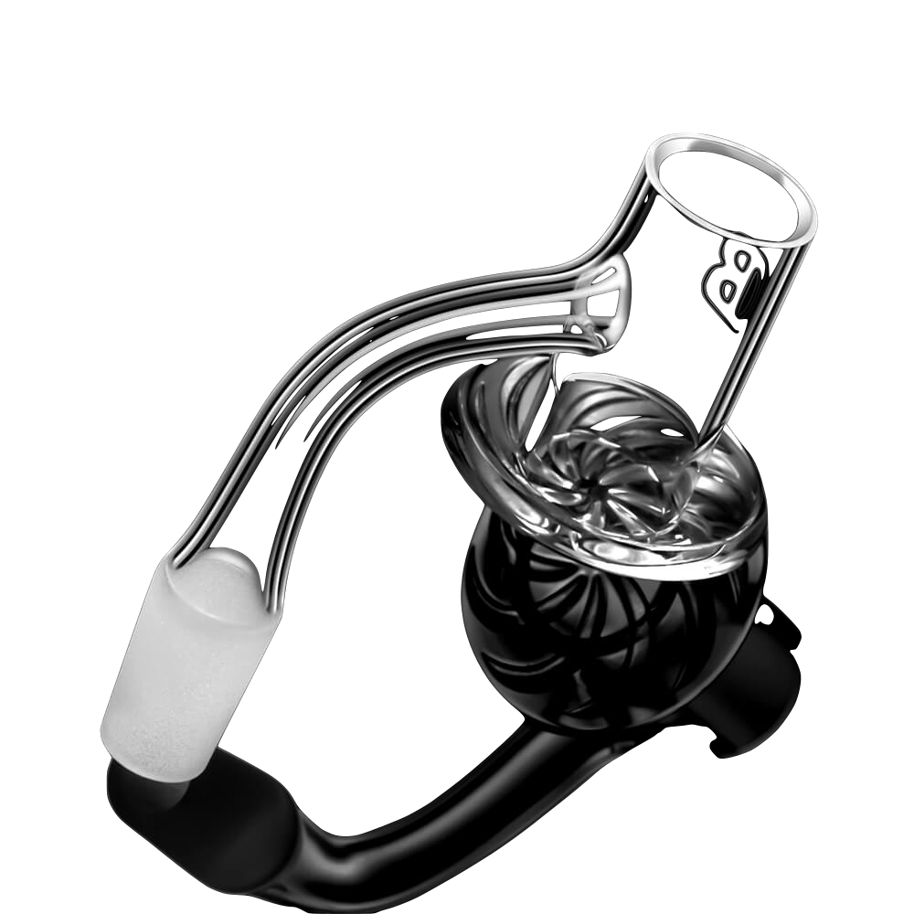 DANK BANGER Quartz Centrifuge Banger, 14mm 90°, lab-tested with beveled edge, on black background