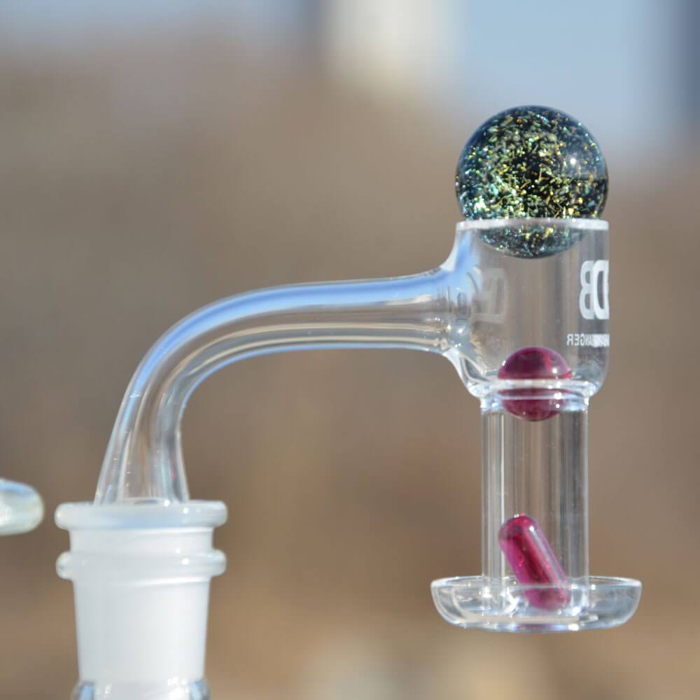 Dank Banger Quartz Terp Slurper Set, 25mm 14mm Male Joint, Full Weld Side View