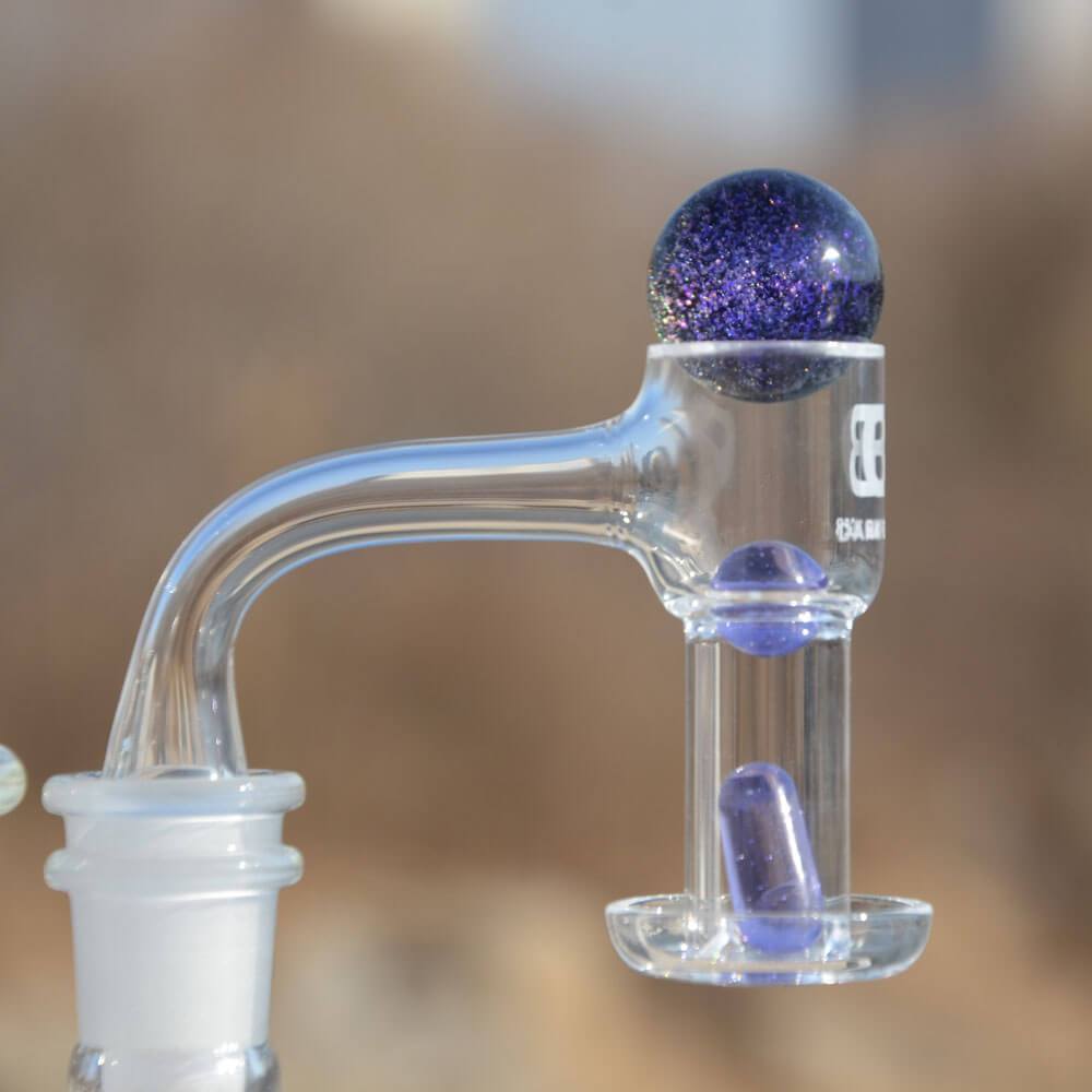 Dank Banger Quartz Terp Slurper Combo Set in Purple, 25mm, 14mm Male Joint, Side View