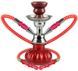 Premium Hookah 2-Hose 'The Pumpkin' in Red, 10" Compact Design, Front View on White Background