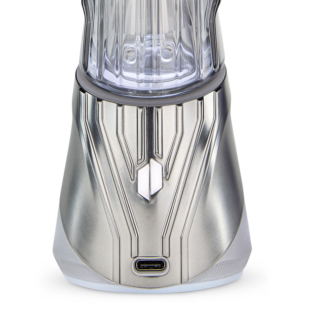 Puffco Guardian Peak Pro Smart Rig front view, sleek silver design for concentrates