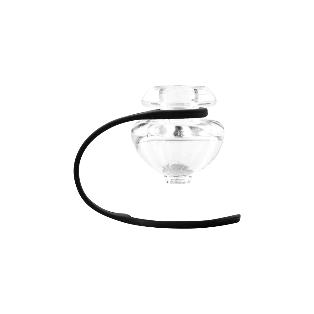 Puffco Peak Clear Borosilicate Glass Color Ball Carb Cap with Tether, Top View
