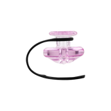 Puffco Peak purple carb cap and black tether on white background, premium borosilicate glass