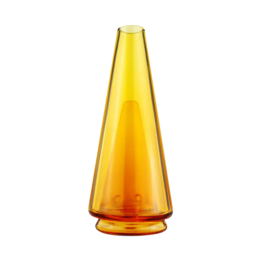 Puffco Peak Amber Colored Glass Attachment for E-Rig, Front View on Seamless White