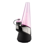 Puffco Peak Colored Glass Attachment in Pink, Side View on Seamless White Background