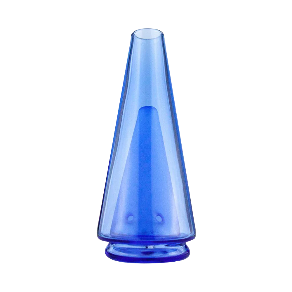 Puffco Peak Colored Glass Attachment in blue, front view, borosilicate glass, for vaporizers