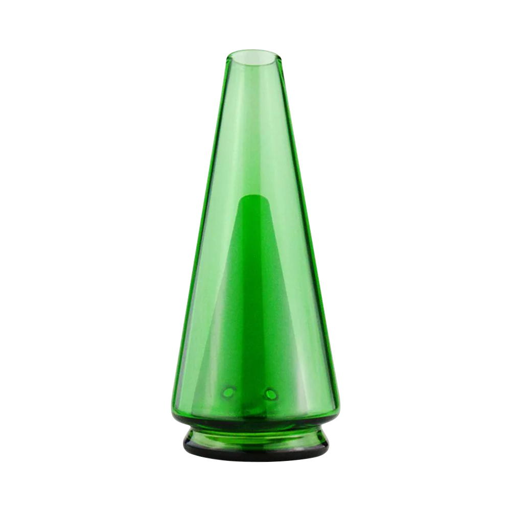 Puffco Peak Green Borosilicate Glass Attachment for E-Rigs, Front View on Seamless White