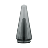 Puffco Peak Colored Glass Attachment in smoky gray, front view on a white background