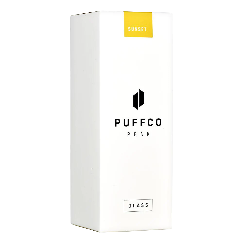 Puffco Peak Sunset Colored Glass Attachment packaging front view on white background
