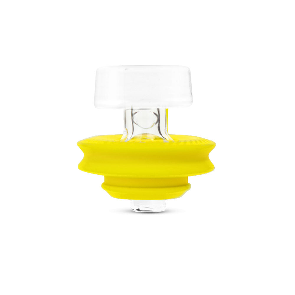 Puffco Peak Pro Directional Ball Carb Cap in Yellow - Front View on White Background