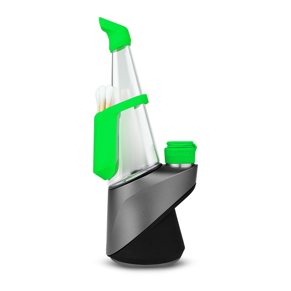 Puffco Peak Pro Travel Pack in Green, Silicone Accessories for E-Rig, Front View on White Background