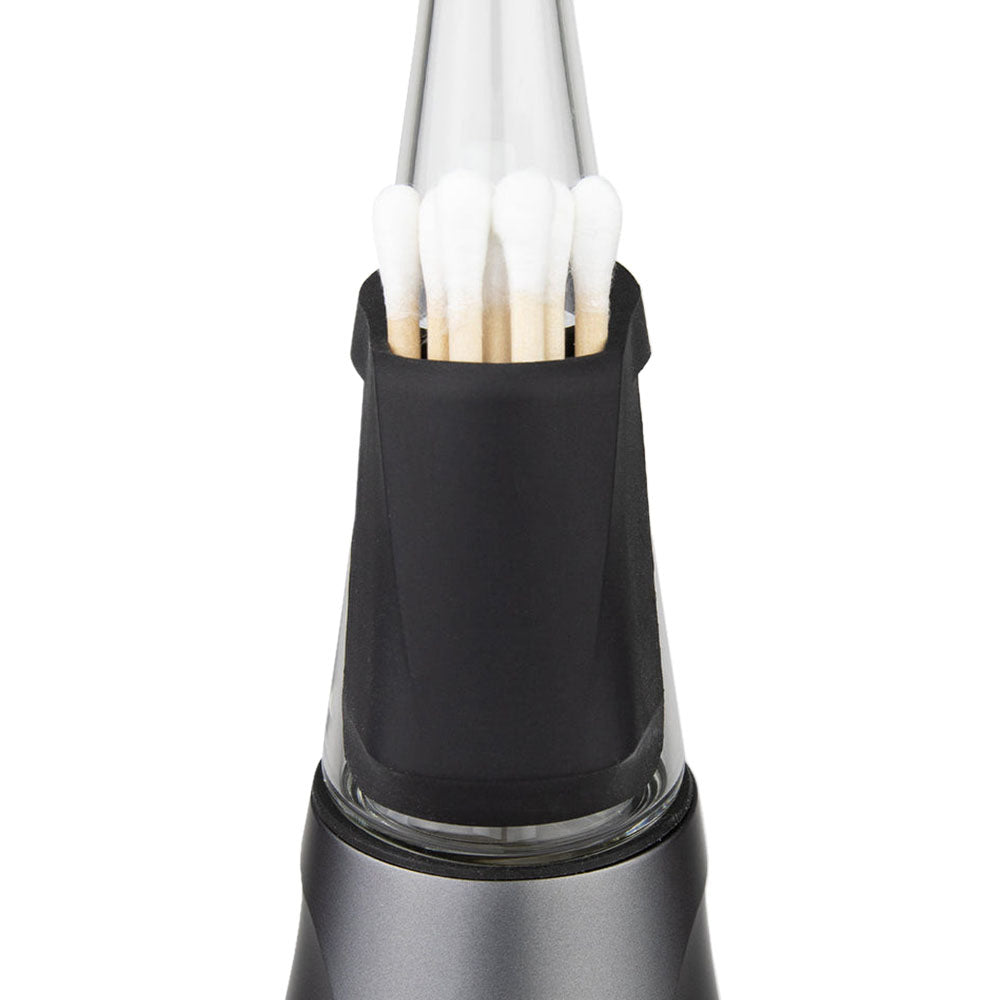 Close-up of Puffco Peak Pro Travel Pack V2 with Ball Carb Cap, showcasing the silicone holder