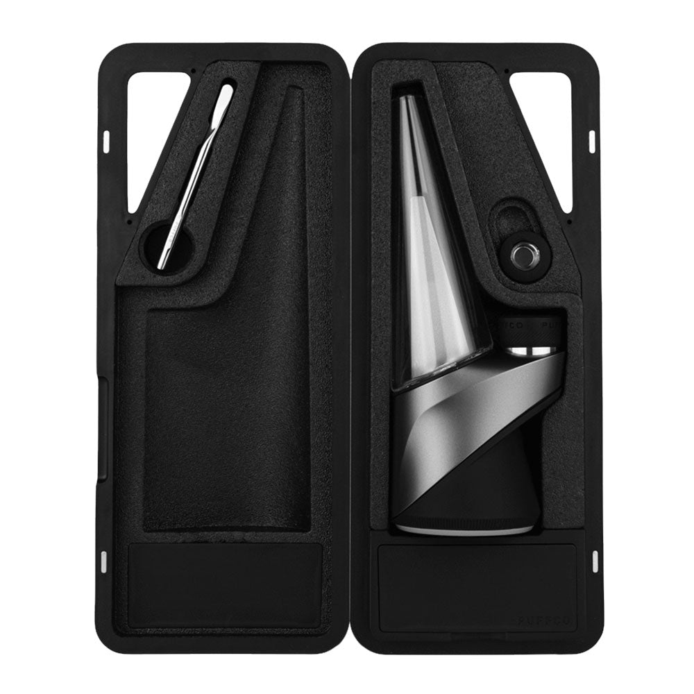 Puffco Peak Pro Vaporizer in Black with Travel Case - Top View for Portable Dabbing