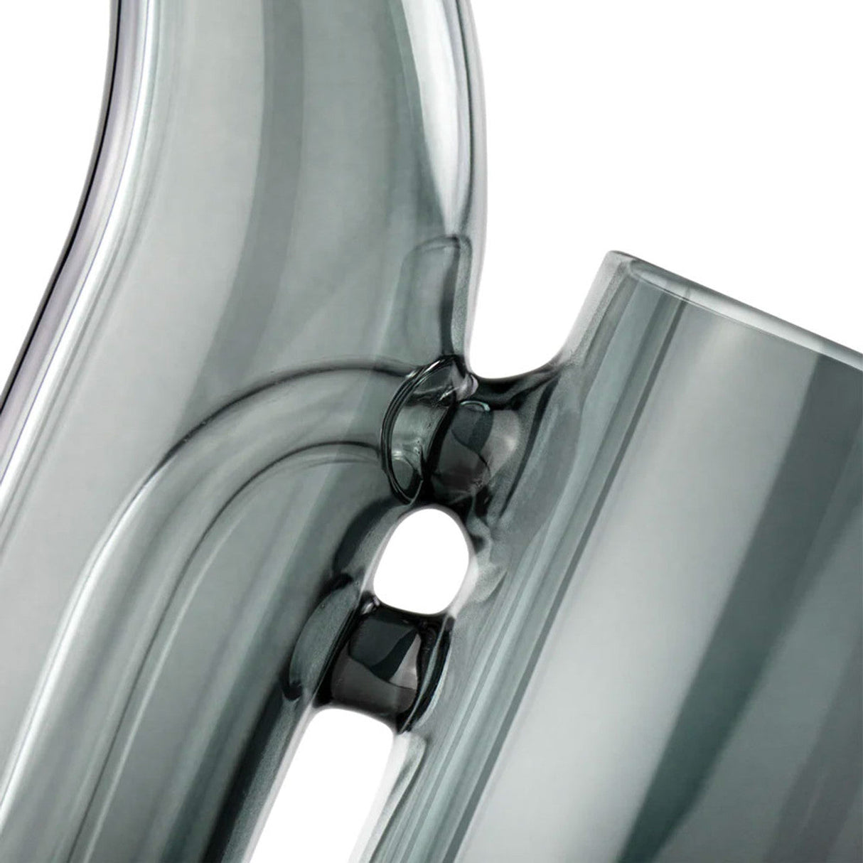 Close-up of Puffco Proxy Bubbler in grey, showcasing smooth percolation system and hand-blown glass