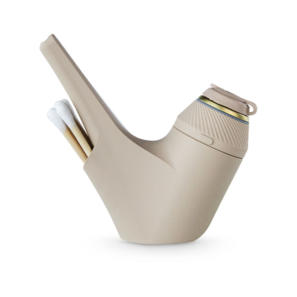 Puffco Proxy Silicone Travel Pipe in Desert color, side view, portable and durable design
