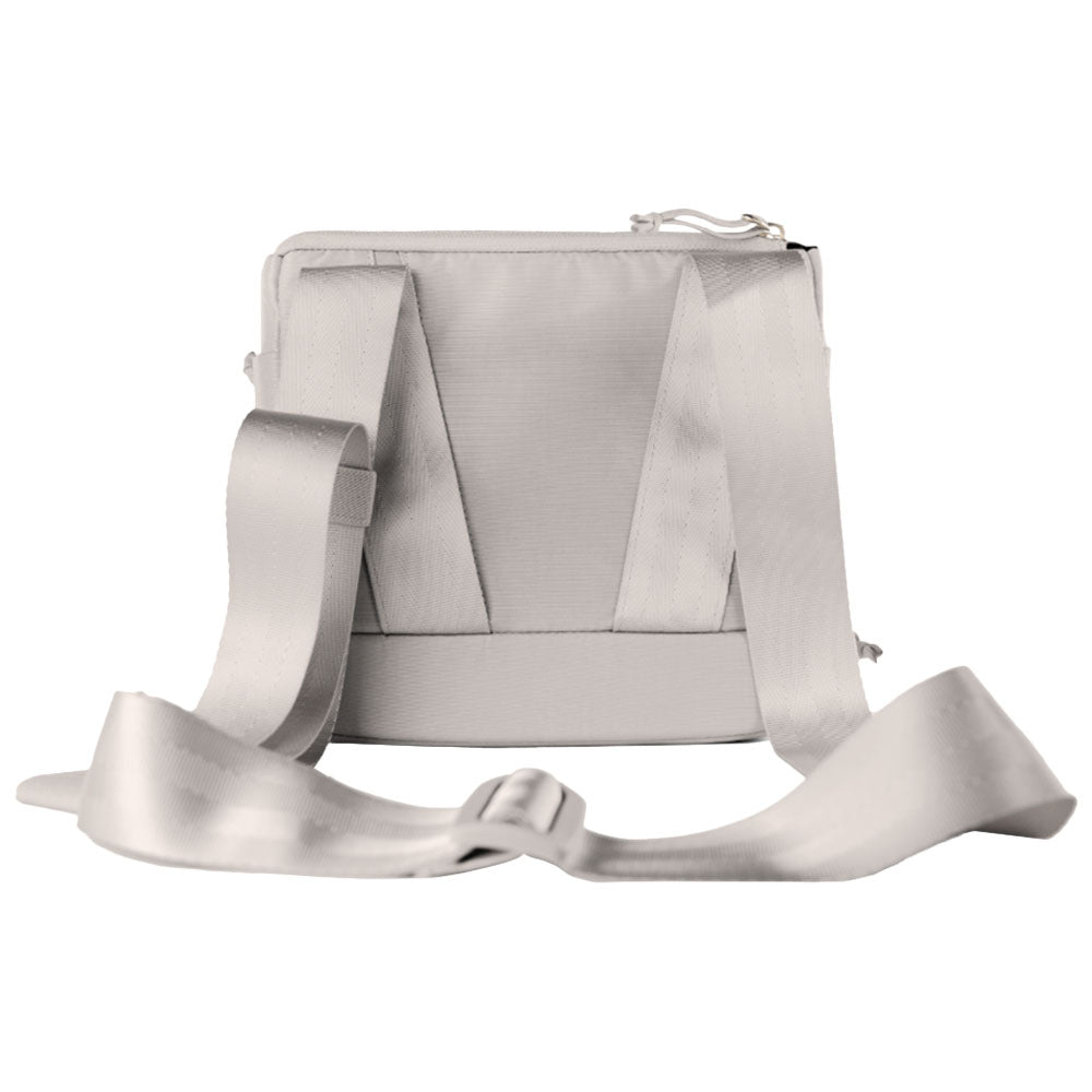 Puffco Proxy Travel Bag in gray with adjustable strap and zipper, front view on white background