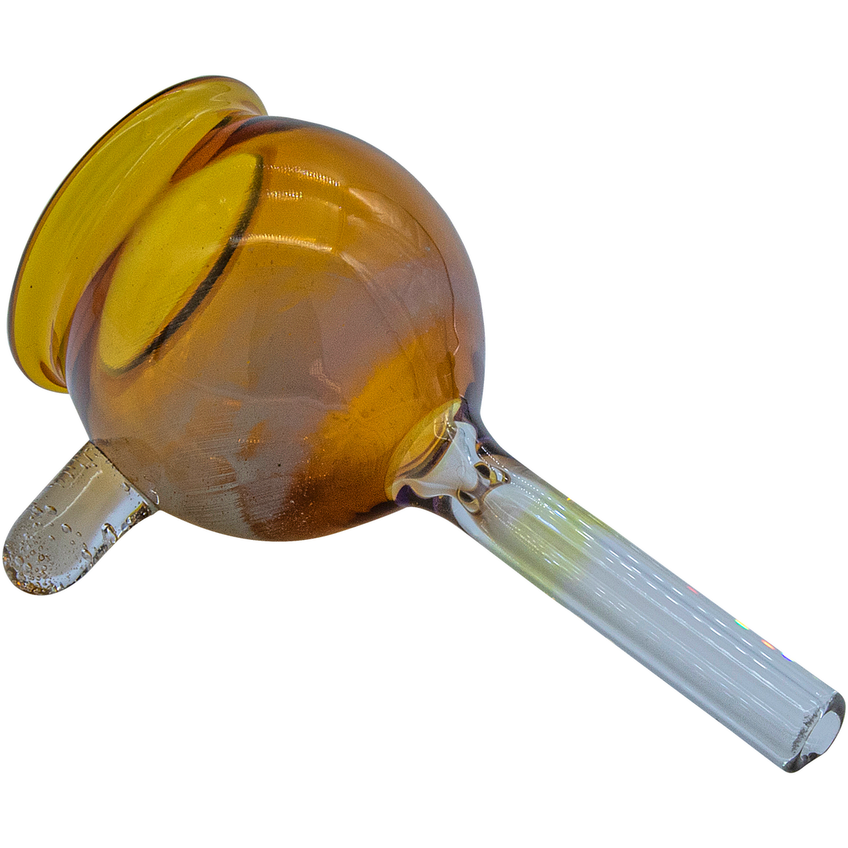 LA Pipes Amber Pull-Stem Giant Bowl Slide for Bongs, Borosilicate Glass, Side View