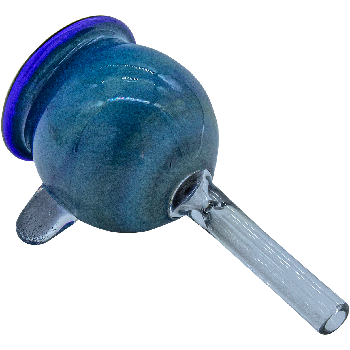 LA Pipes Pull-Stem Giant Bowl Slide in Blue, Borosilicate Glass, Grommet Joint - Side View