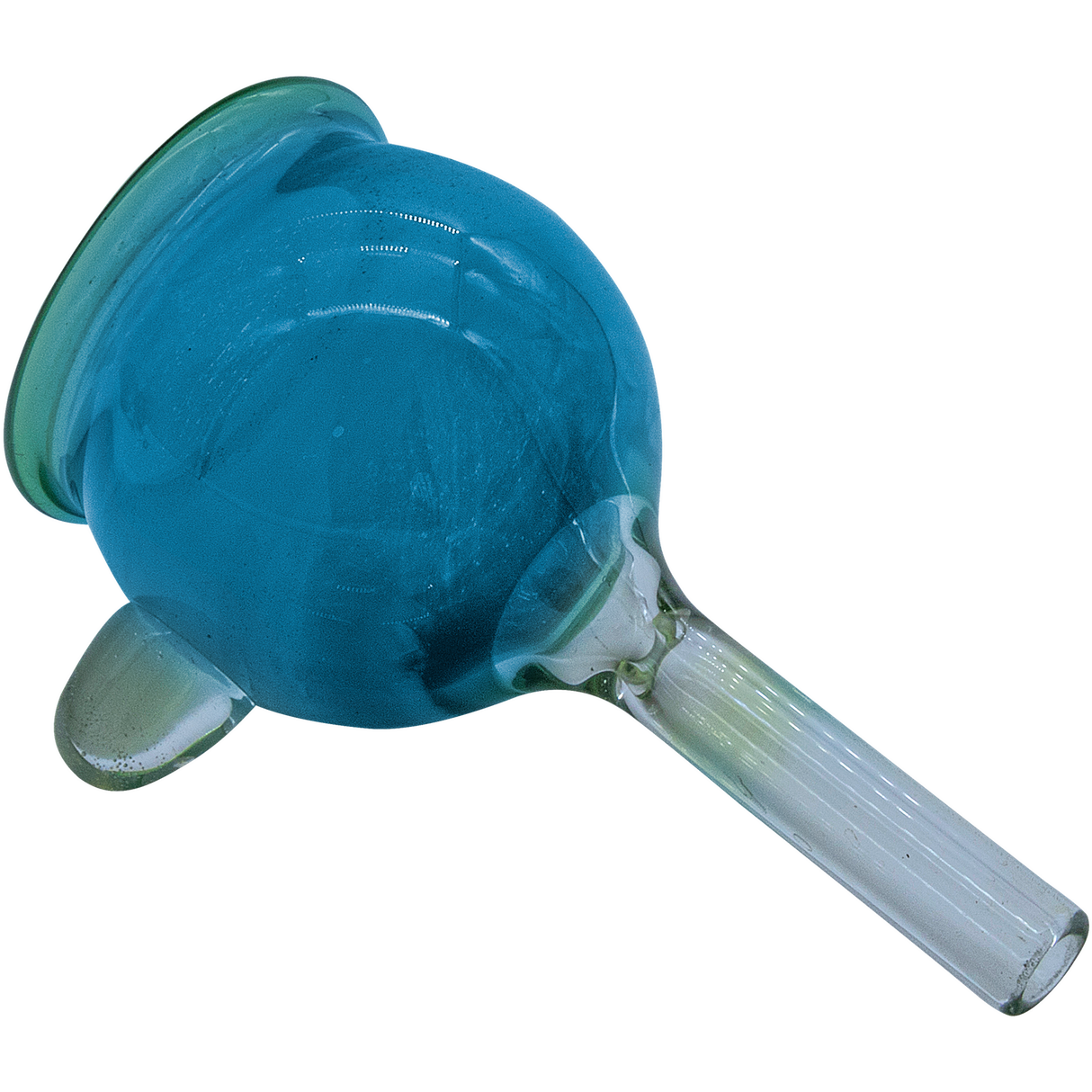 LA Pipes Teal Pull-Stem Giant Bowl Slide for Bongs, Borosilicate Glass, Top View