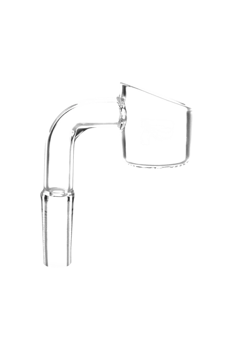 Pulsar 10mm Male Domeless Quartz Banger Nail, clear, side view on seamless white background