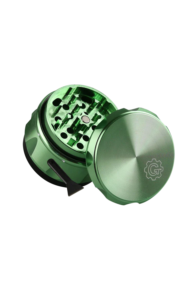 Pulsar 2" Carver 4-Piece Grinder in Green, compact steel design, ideal for dry herbs