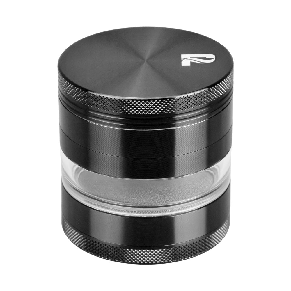 Pulsar 2.5" Aluminum 4-Piece Grinder in Black with Stash Window - Front View