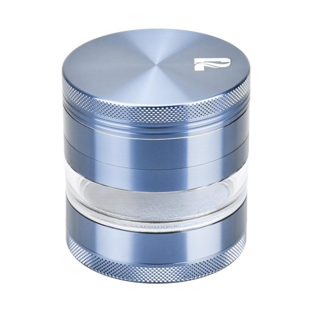 Pulsar 2.5" Aluminum 4-piece Grinder in Blue with Stash Window, Portable Design - Front View