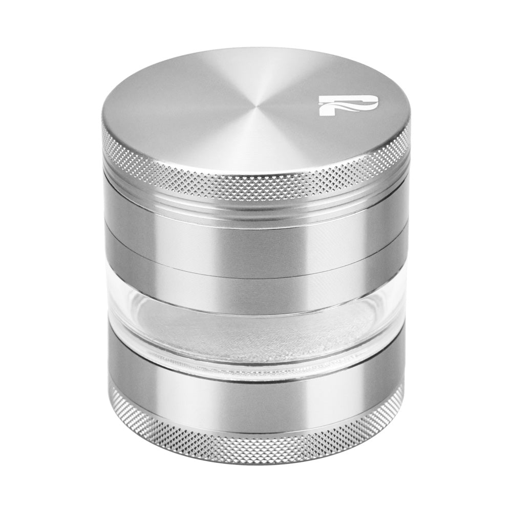 Pulsar 2.5" Aluminum 4pc Grinder, Silver, with Stash Window - Front View